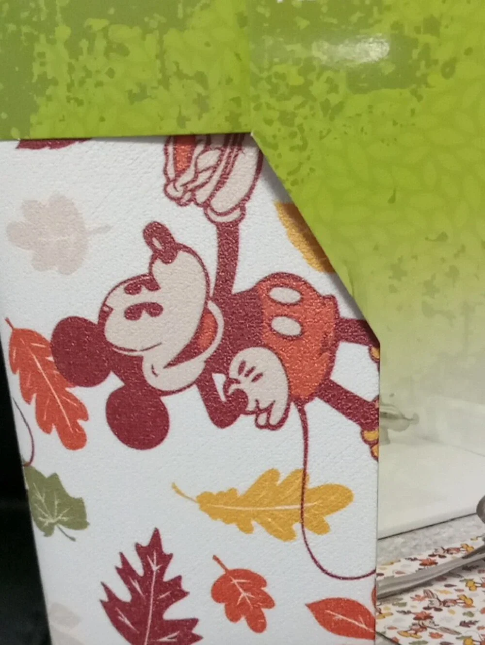 Disney Mickey Mouse Quick Drying Dish Mat - Fall Leaves Design (White/Red/Green)